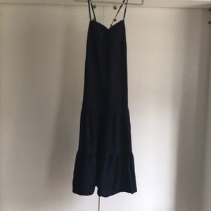 Chambray maxi dress with sweetheart neckline